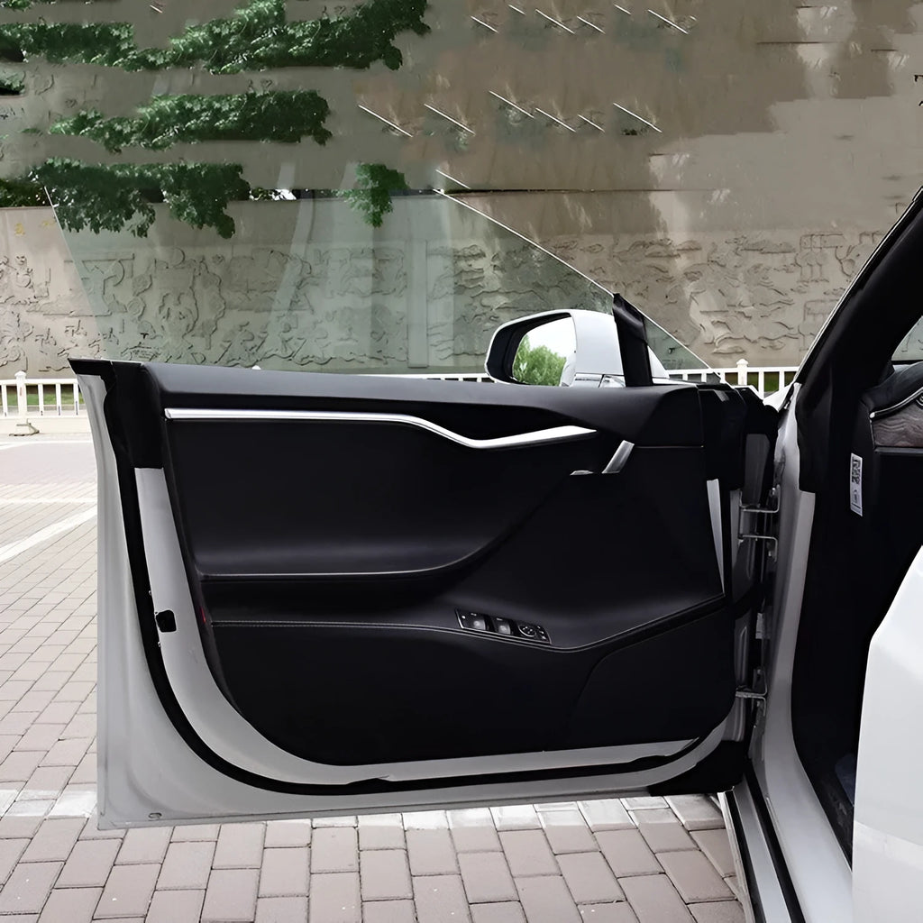 Carbon fibre textured protective film for Tesla Model S front and rear interior door panels