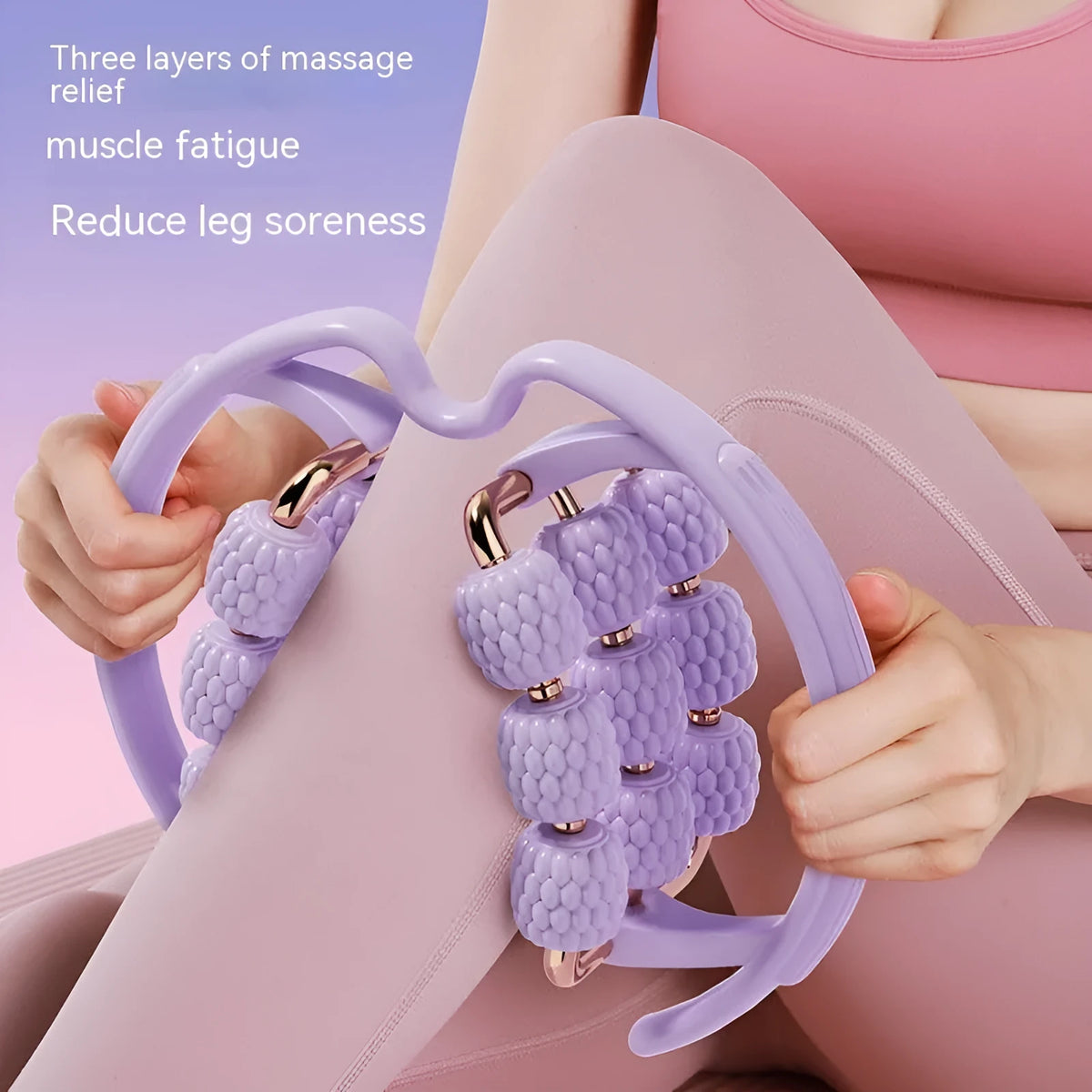 18-round annular foam roller leg massage machine in blue, green, pink or purple, ABS PP plastic