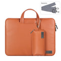 Shockproof large capacity PU leather laptop bag for 15.6 inch laptop in black with shoulder strap and accessory bag