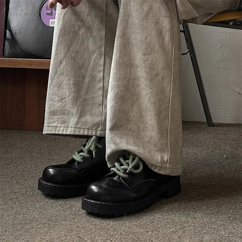 Big Head Derby platform casual shoes with microfiber upper and rubber sole for height increase