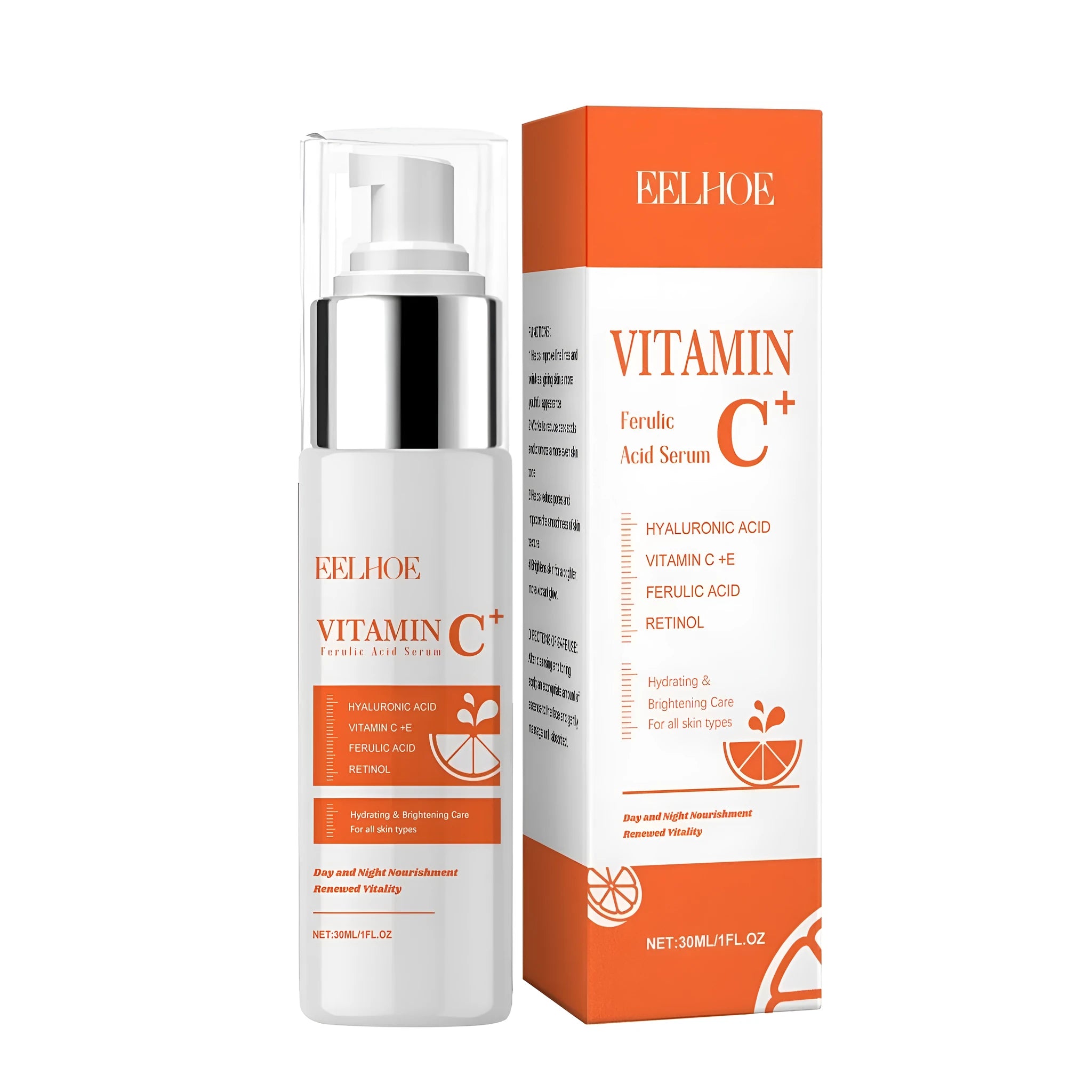 30ml bottle of Vitamin C Ferulic Acid Serum with dropper applicator for facial treatment