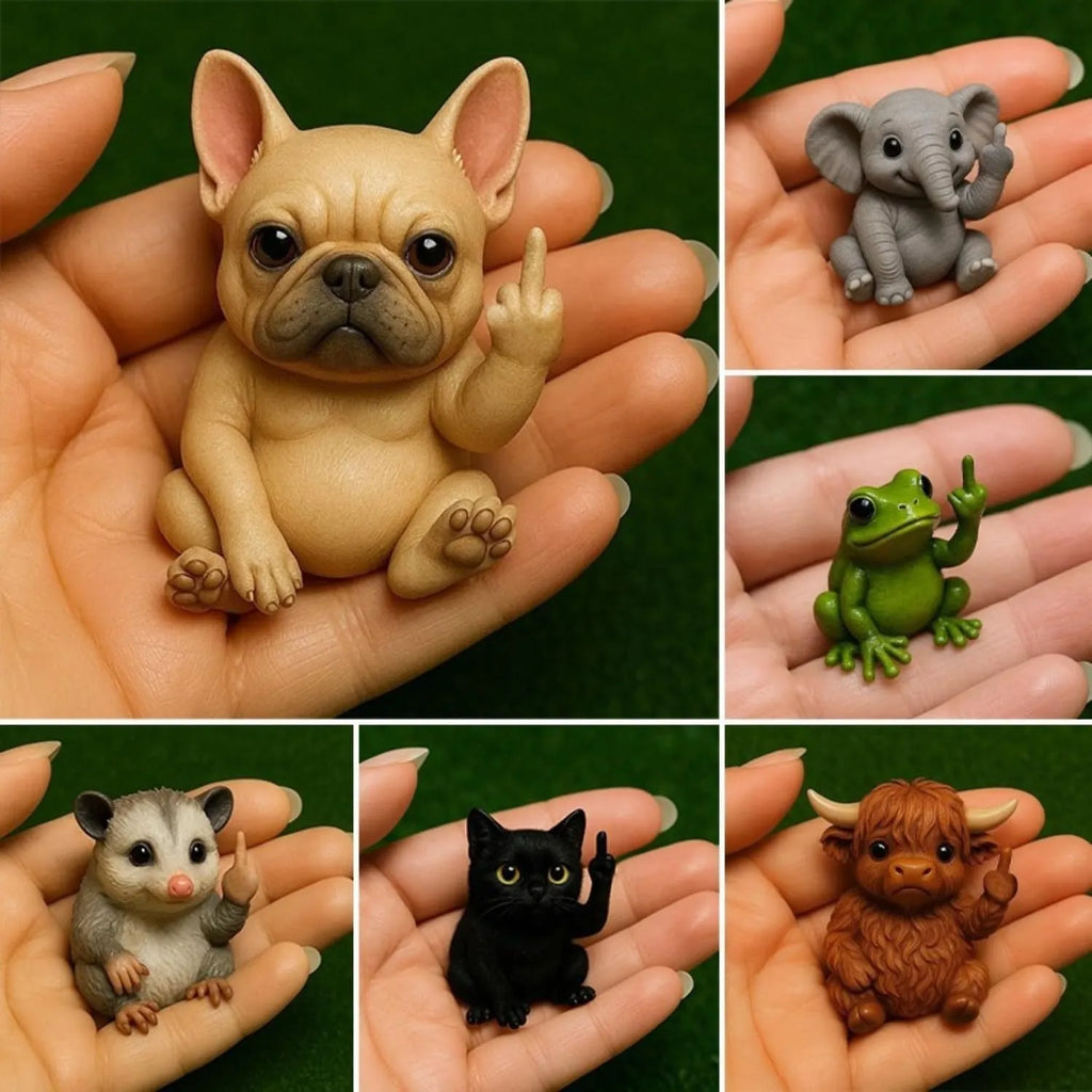 Mini resin animal middle finger doll ornament in chosen animal style.