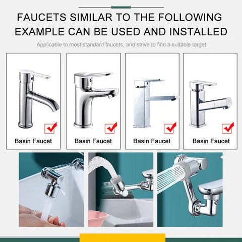 Swivel universal extension bubbler with 1080 degree rotation and two water modes in silver copper finish for faucet