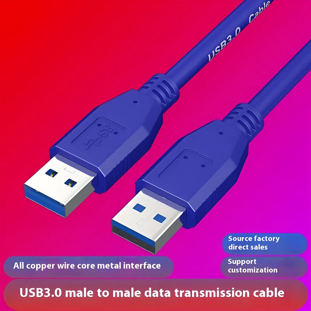 USB 3.0 public-to-public data cable with nickel-plated connectors for mobile hard disk boxes