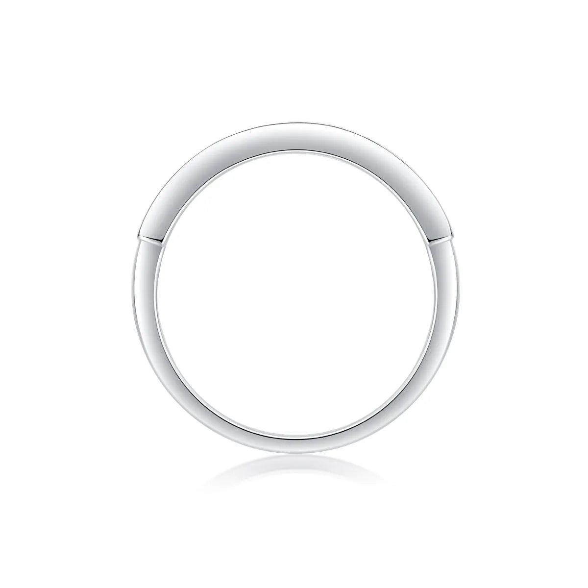 Moissanite wedding ring set on white background, S925 silver platinum plated, less than 0.1 carat stone
