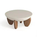 White solid wood adjustable height coffee table with storage compartment.