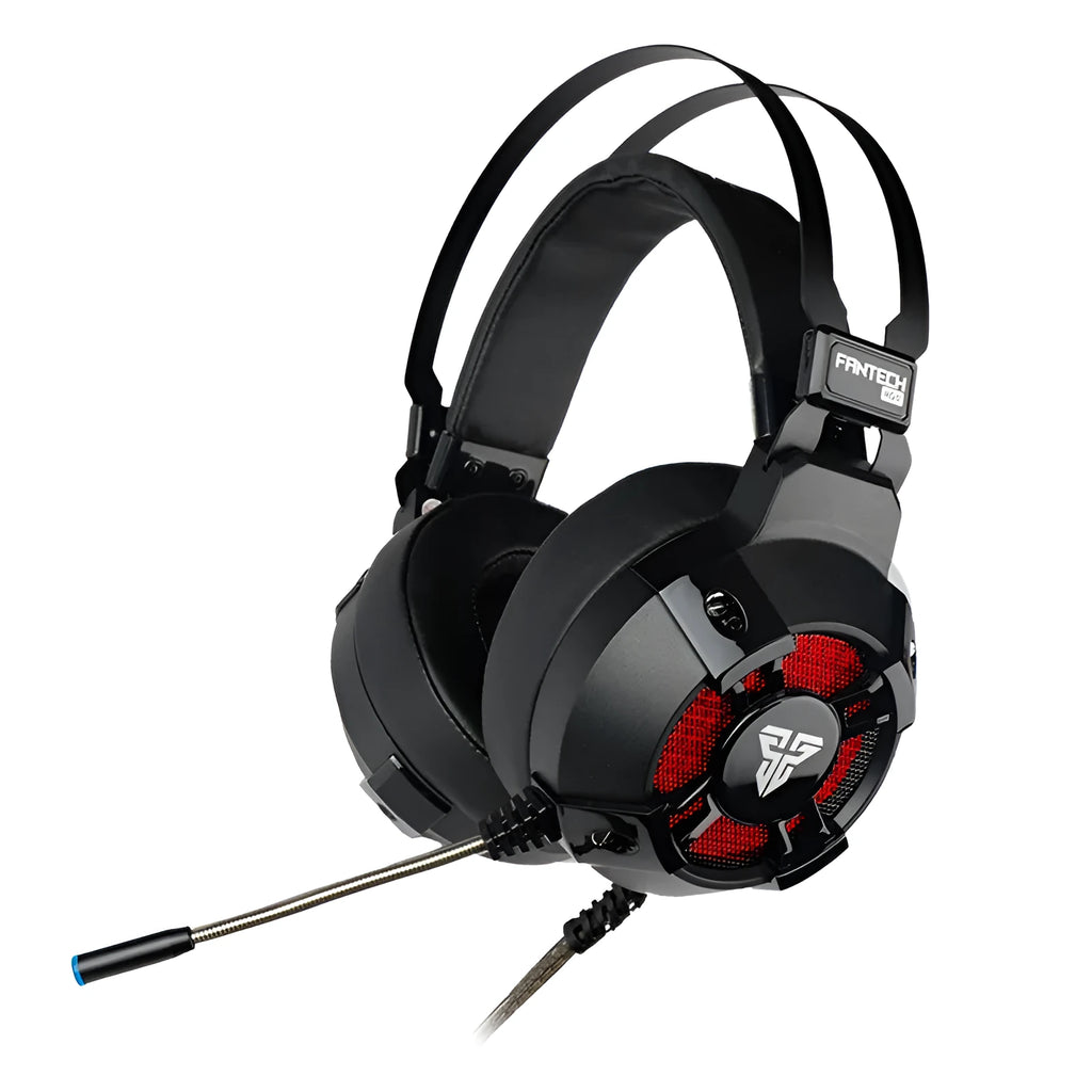 Black FANTECH HG11 gaming headset with RGB lights and a USB cable