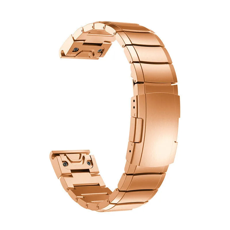 Silver stainless steel replacement watch band for Garmin Fenix smartwatch with straight buckle