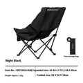Night black Oxford cloth camping moon chair in folded position with carrying bag