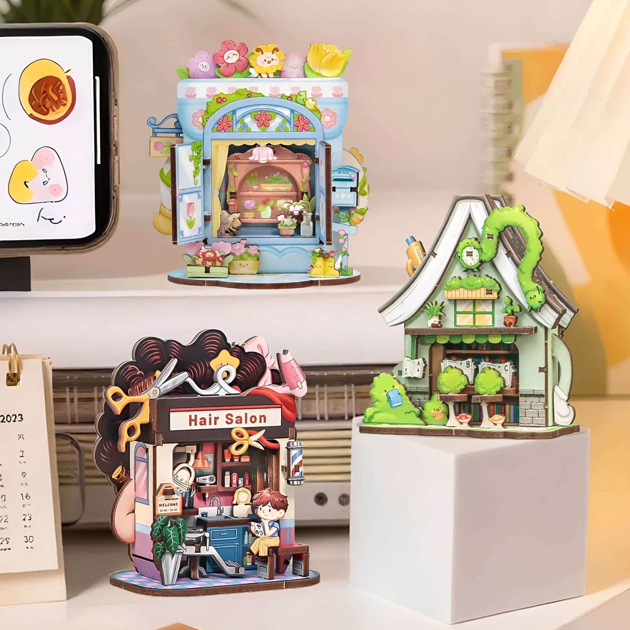 Box Talk Corner House Mini Building Block Puzzle in Duoduo Book House style