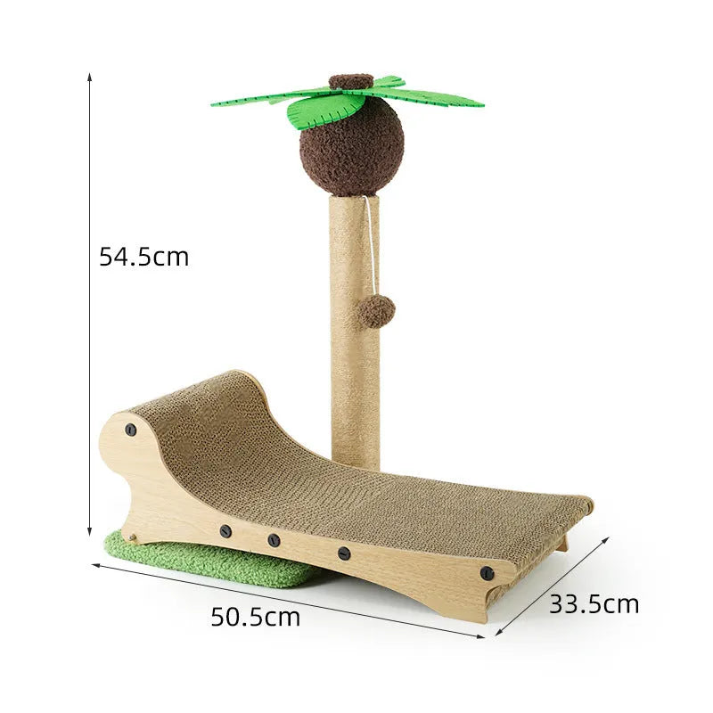Wooden beach chair cat climbing frame with hemp mat scratch board as multifunctional pet bed