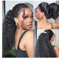 Front lace synthetic wig for ladies black long curly hair style 20 inch length