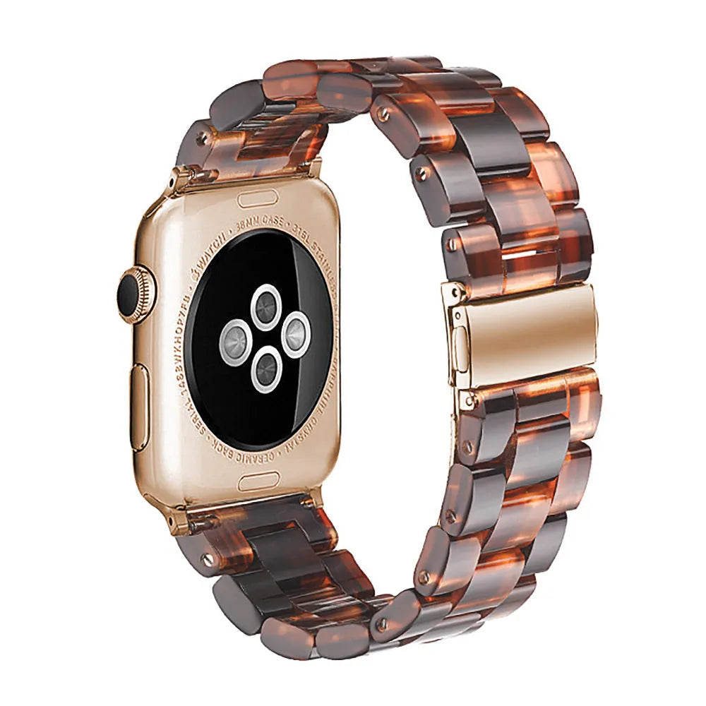Slim resin watch strap in Army Green for Apple Watch 38-45mm with silver buckle