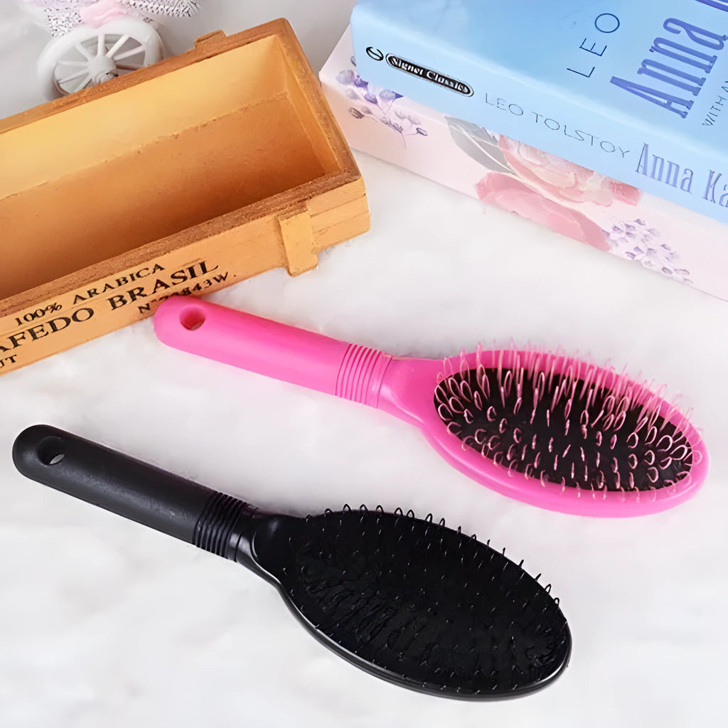 Black plastic ring tooth comb with airbag base for hair extension styling