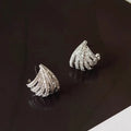 Women's geometric line design earrings in platinum colour with zircon material