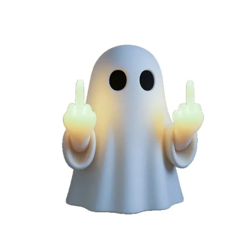 White plastic ghost statue night lamp with soft lighting for Halloween decor