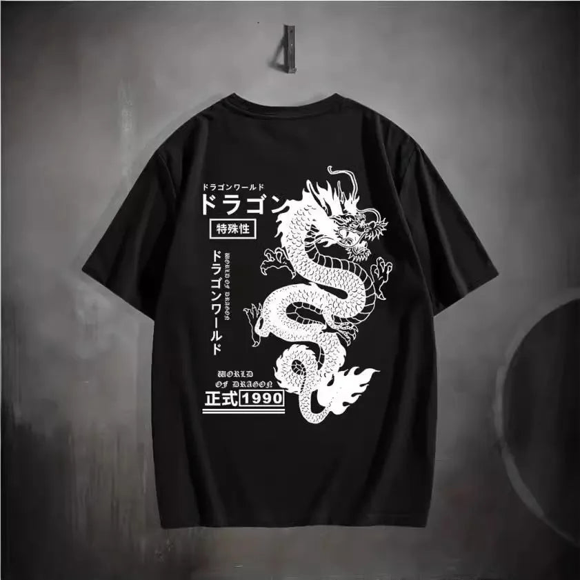 Retro cotton short sleeve t-shirt for men and youth in black or white with graphic print, sizes S to 4XL