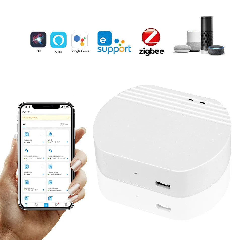 White mini ZigBee WiFi gateway for SONOFF and EWelink smart home devices with Micro USB power