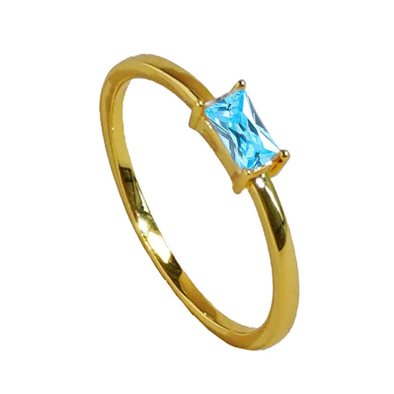 Sapphire blue zircon bracelet ring with geometric oval love heart design on copper base