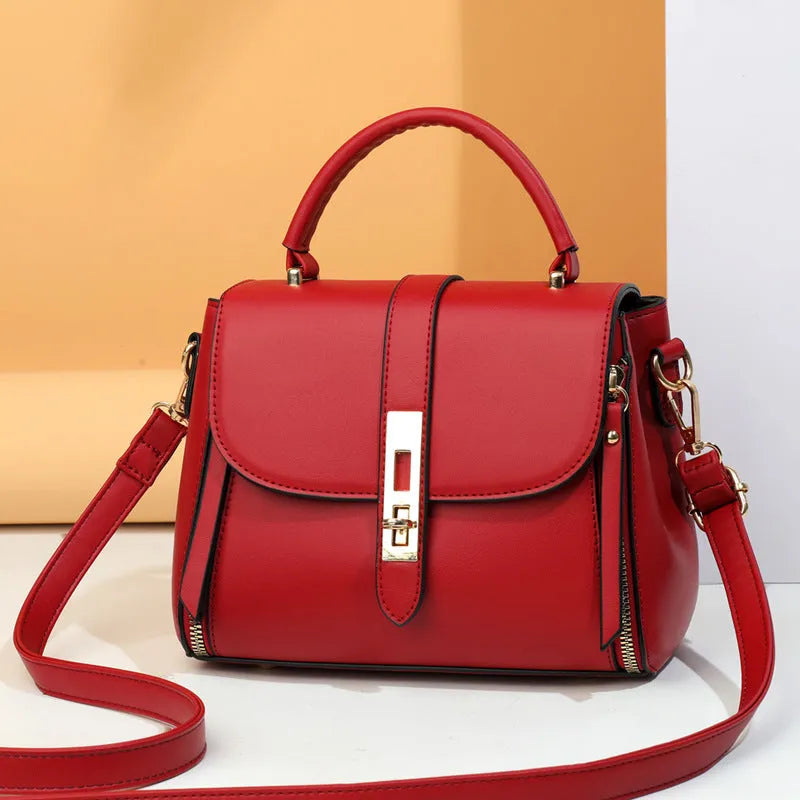 Women's soft PU square vertical shoulder bag with single strap available in black red green and blue