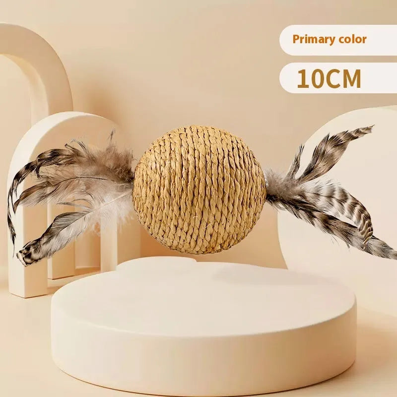Oversized sisal ball cat toy 10CM in paper string, available in four colours
