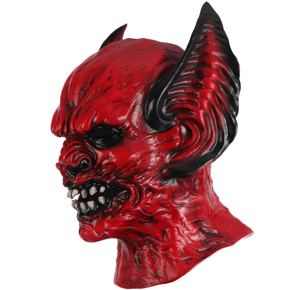 Red bat horror dress up mask party hood crafted from RP foam material