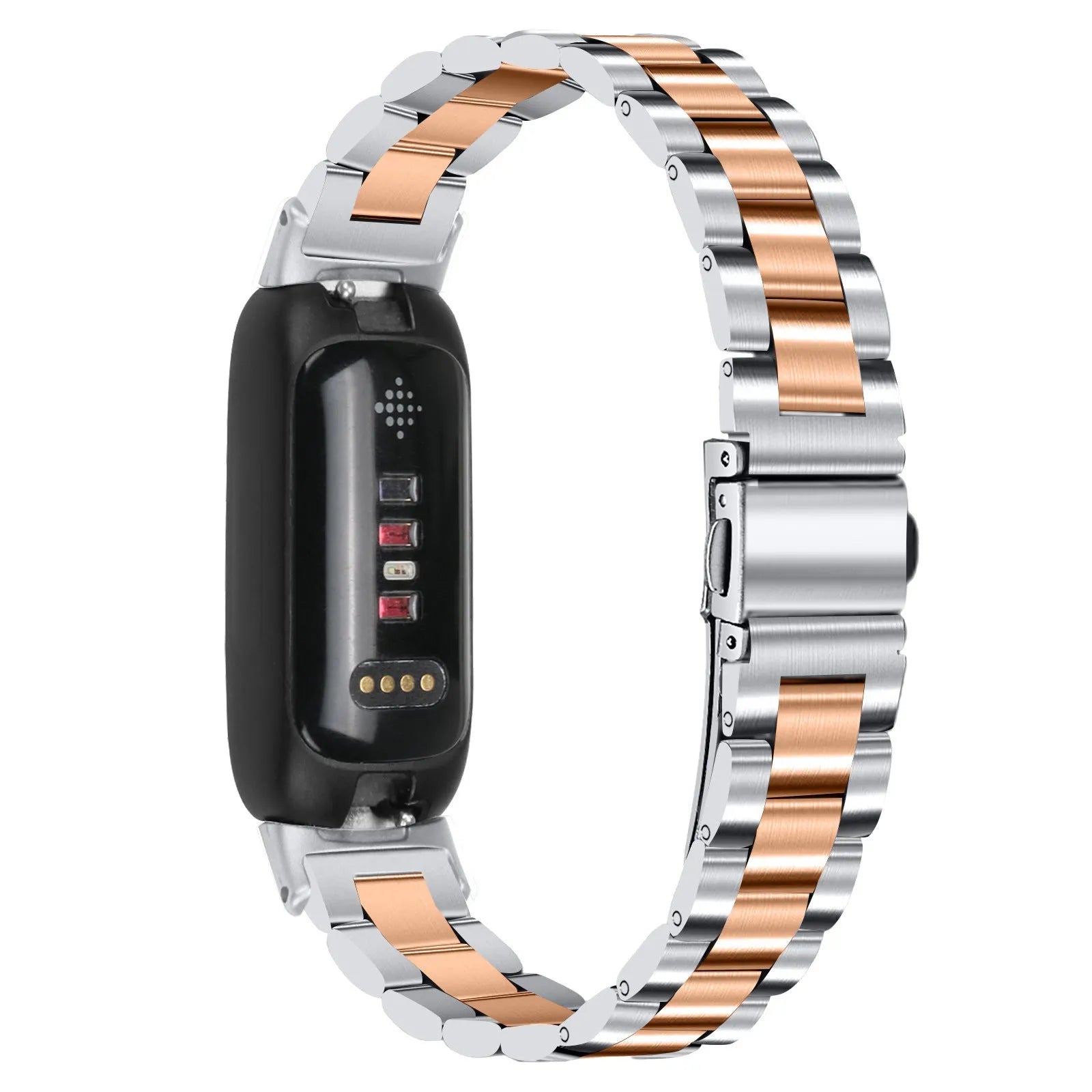 Stainless steel three-bead watch strap for Apple Watch Inspire 3 in multiple colour options