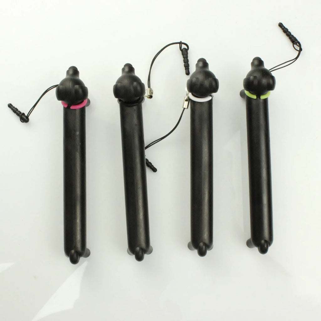 Black puppy dog shaped touch screen stylus with adjustable length and phone stand function