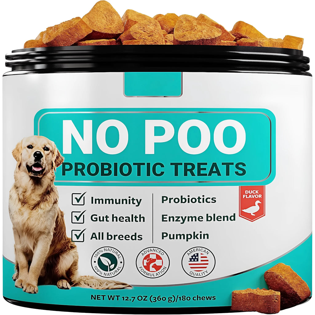 Pet dog probiotic chewable tablets, 180 pieces, pumpkin flavour, packed in a white bottle