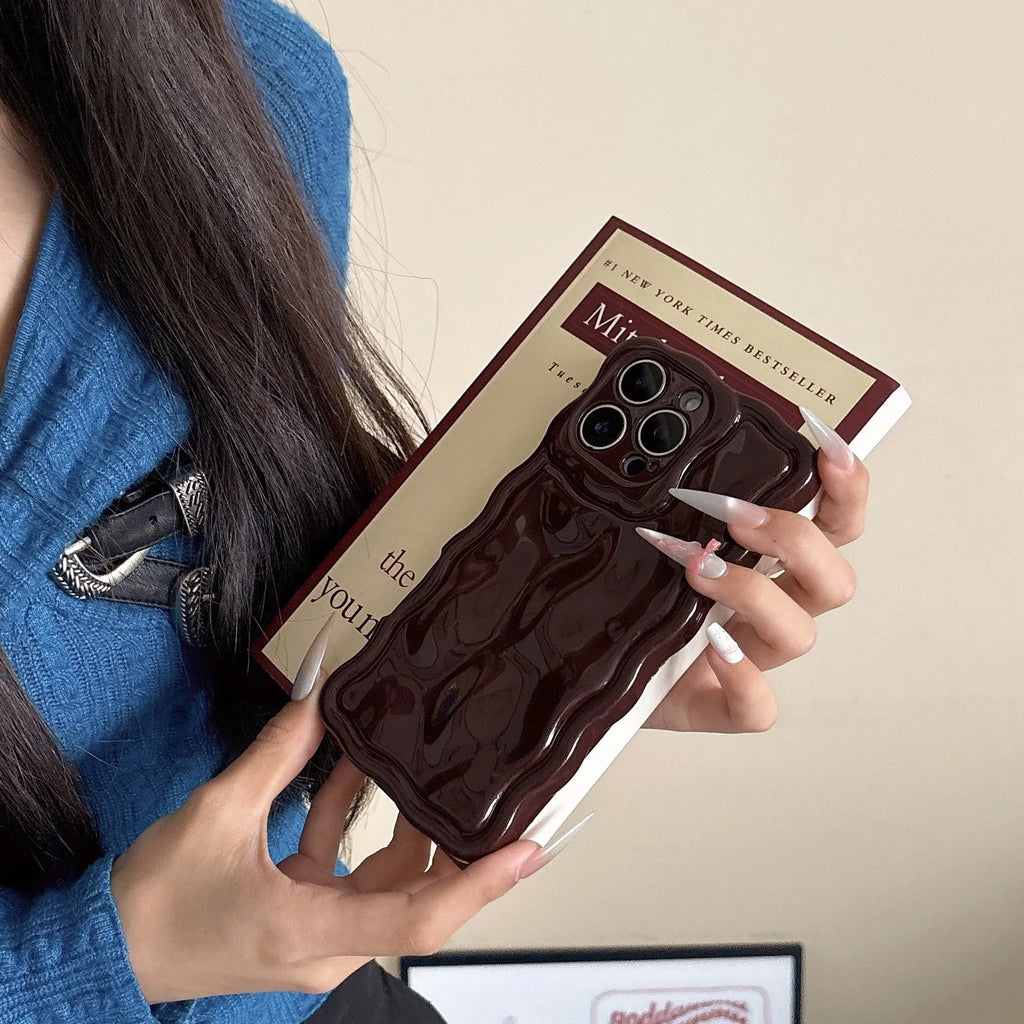 Simple solid colour water ripple TPU phone case with meteorite finish for iPhone in cream white