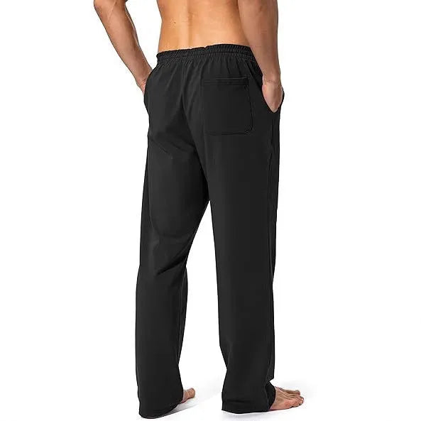 Men's loose fit casual trousers in dark grey quick-dry polyester fabric
