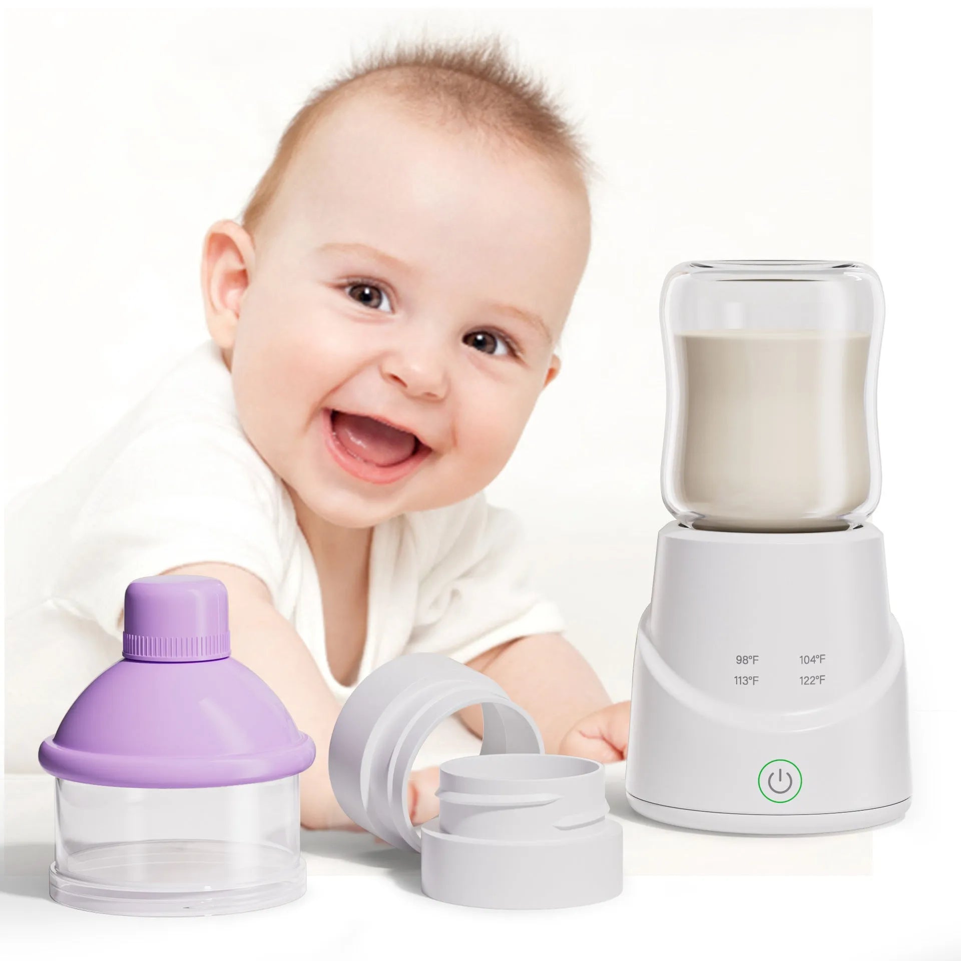 White polypropylene milk modulator with intelligent power storage design for wireless milk heating