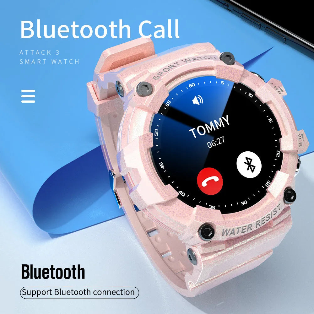 ATTACK 3 IP67 waterproof smart Bluetooth sports watch with round colour screen and TPU strap