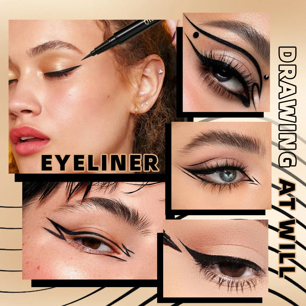 Black sweat-proof quick-drying liquid eyeliner pen with non-smudging formula