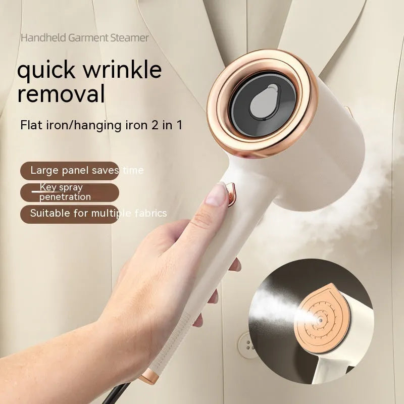 Green mini handheld garment steamer with titanium panel and transparent 50ml water tank
