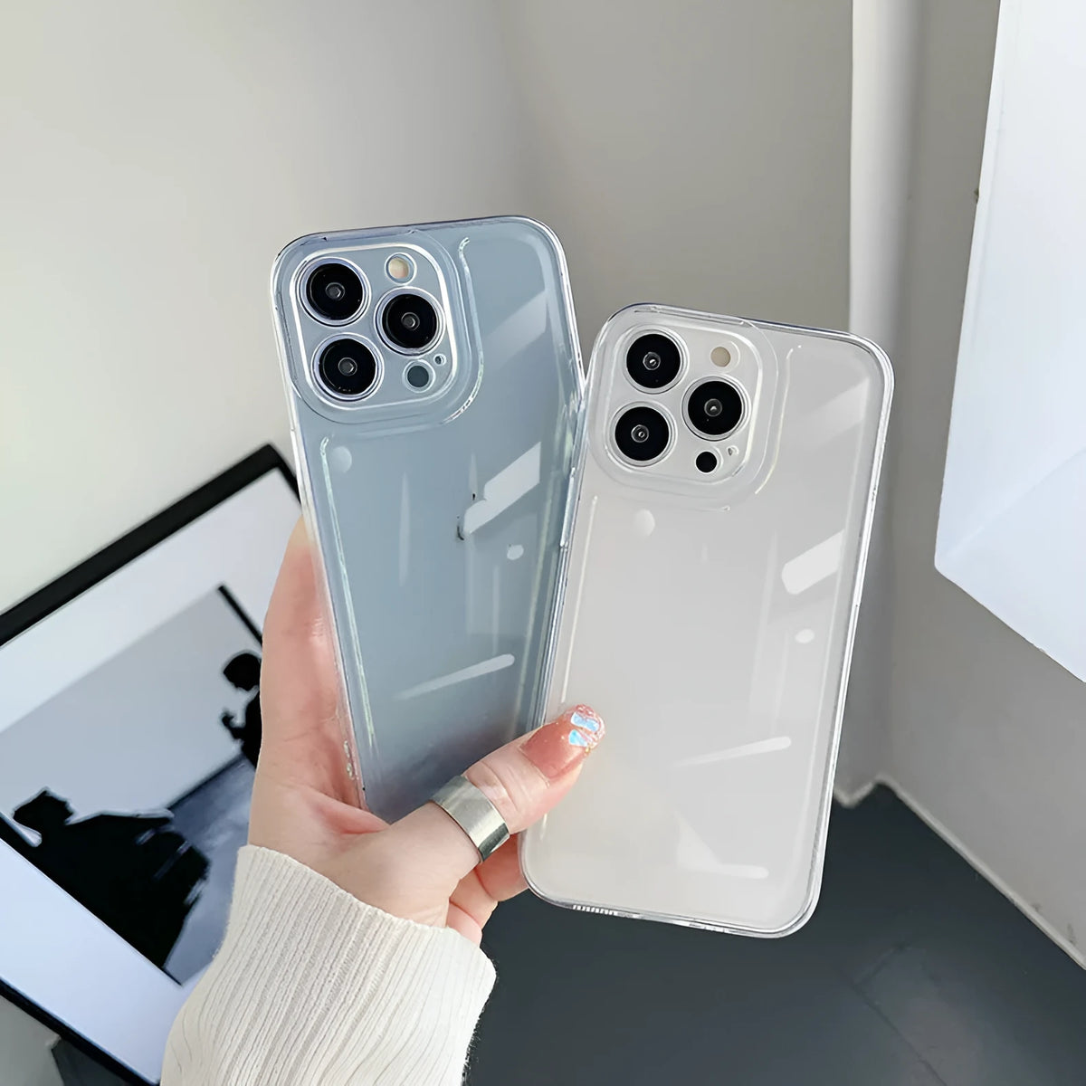Clear TPU soft phone case for iPhone with Space shell colour drop protection