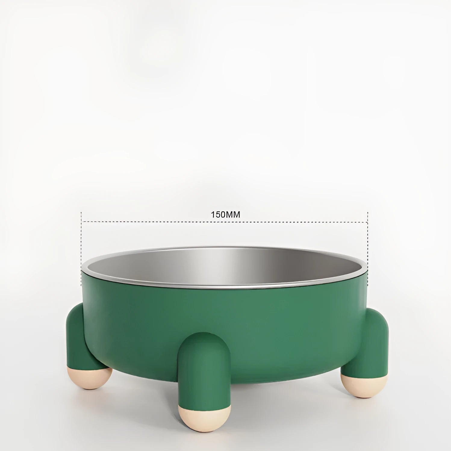 Green stainless steel pet bowl with anti-slip base and high foot for dogs and cats