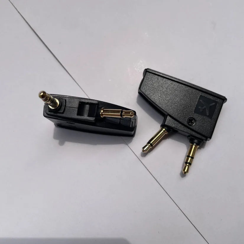 Aircraft headphone plug noise reduction adapter for aviation audio with standard plug size