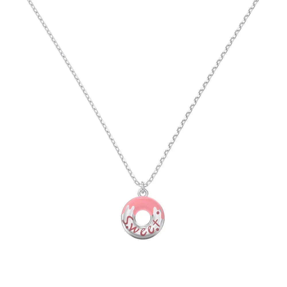 S925 sterling silver necklace for women with small pendant and clavicle chain in platinum colour finish