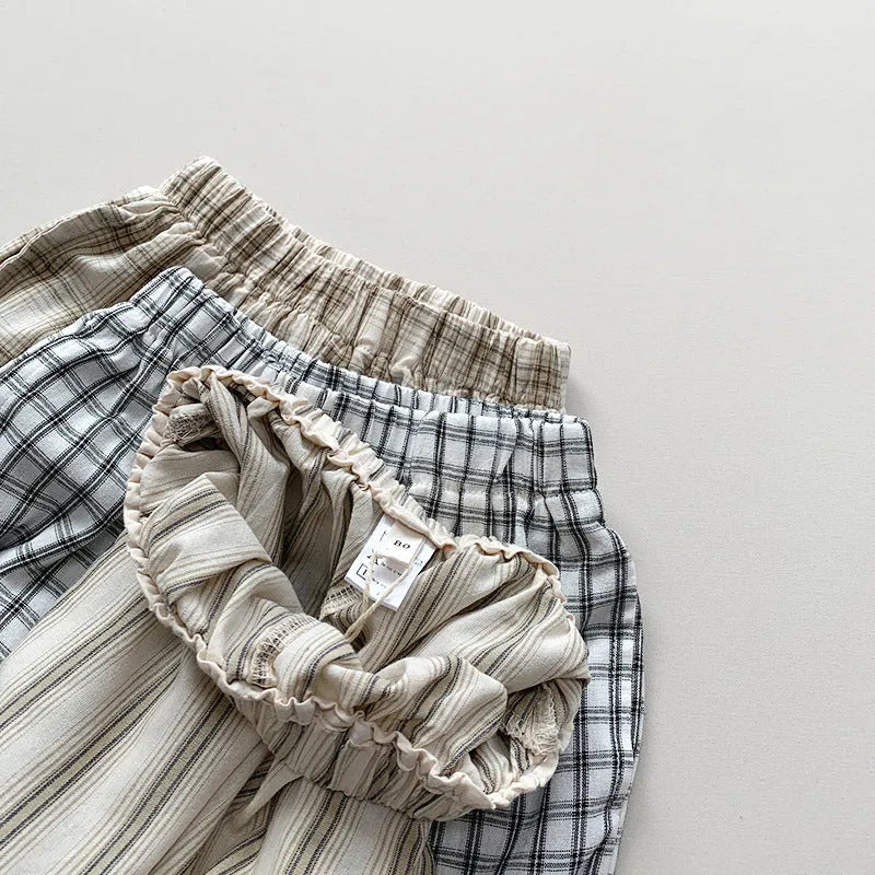 Children's anti mosquito pants in apricot gray, cotton summer thin outerwear for boys and girls
