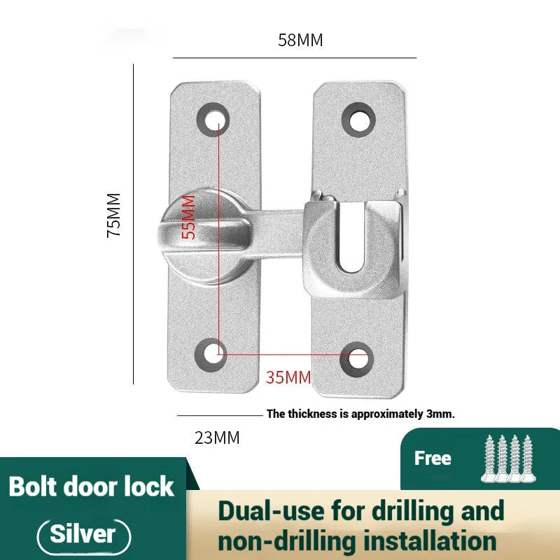 Aluminium alloy punch-free door latch in modern simplicity style with universal positioning