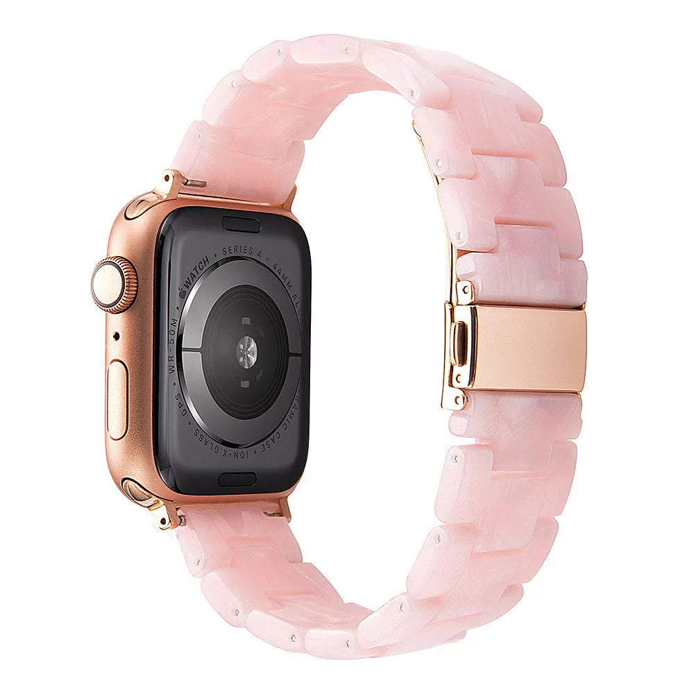 Slim resin watch strap in Army Green for Apple Watch 38-45mm with silver buckle