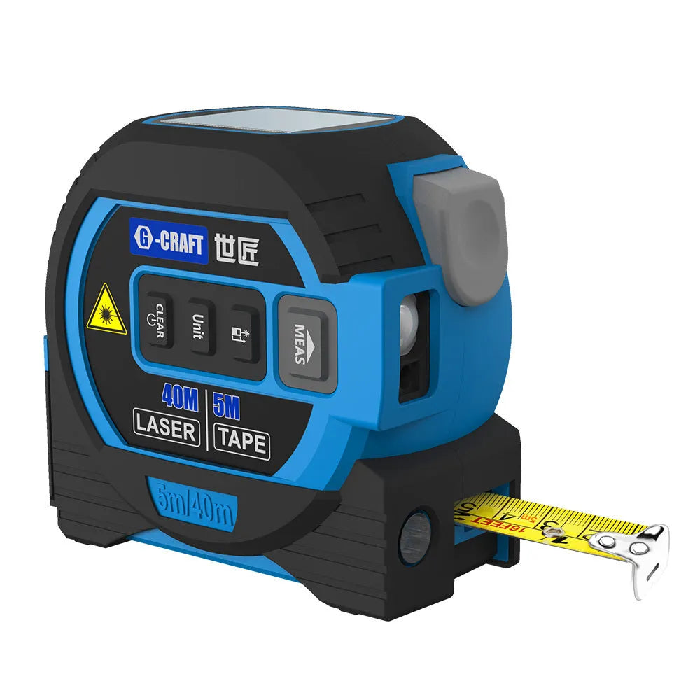 3 in 1 laser tape measure rangefinder with 5m tape ruler in blue for construction and DIY use