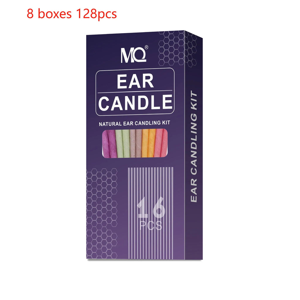 16-piece ear candle health massage kit with protection boards and cotton swabs in assorted colours.