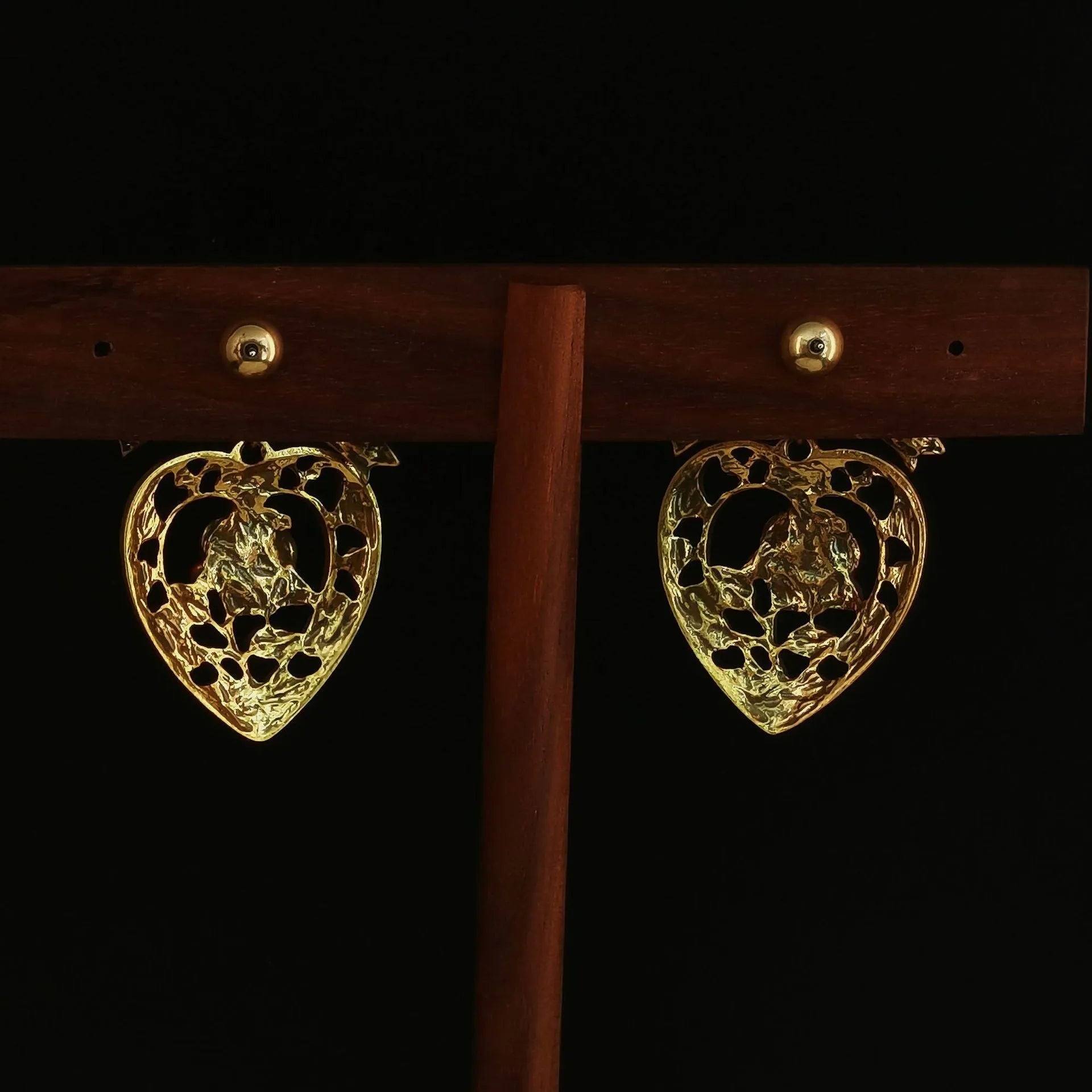 Inlaid zirconium bow hollow pattern love heart rose eardrop earring in copper alloy Chinese style earplug