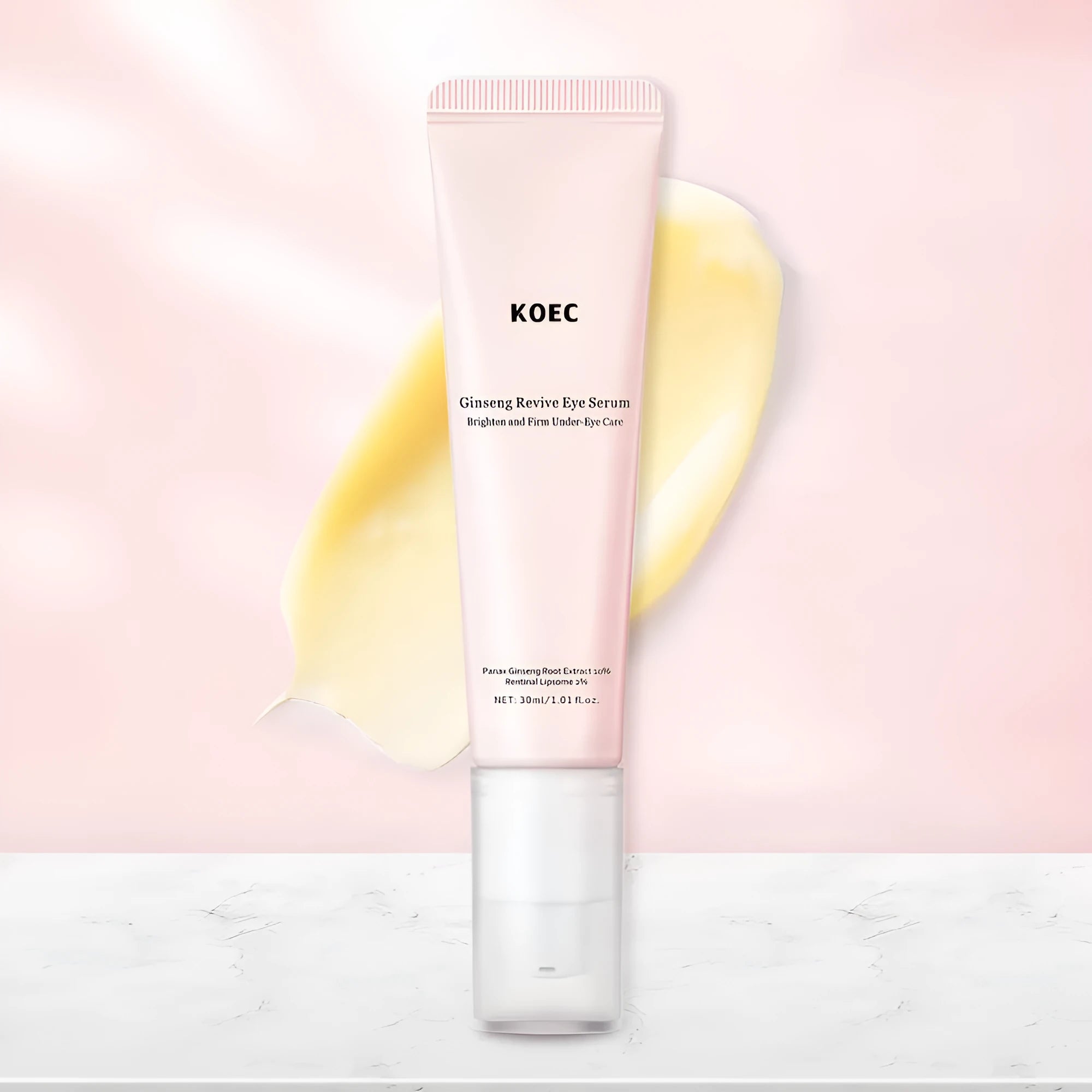 Retinol eye cream for wrinkles and dark circles, 30ml pot with ginseng and pink peptide ingredients