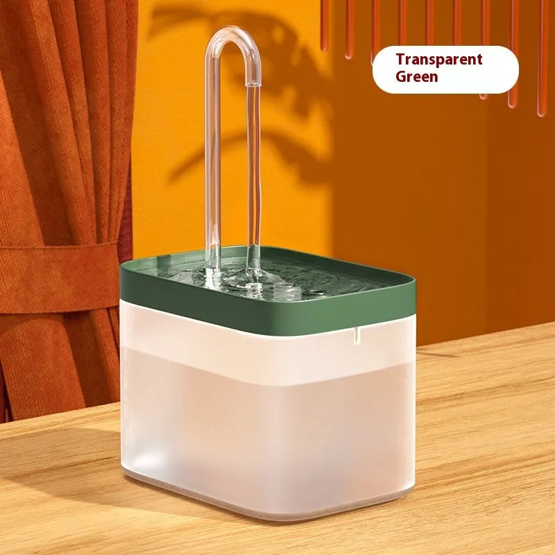 Cat water fountain with automatic circulation, frosted blue crystal bowl, 1500ml capacity, mute pump