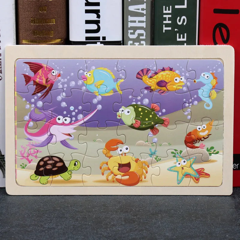 80 piece wooden animal jigsaw puzzle in iron box with non-toxic paint for children aged 3+