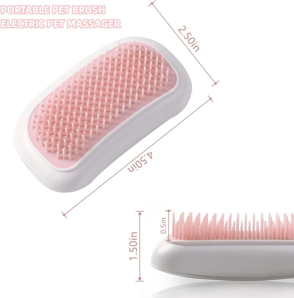 Pink electric pet massage brush with TPE comb teeth for cats and dogs