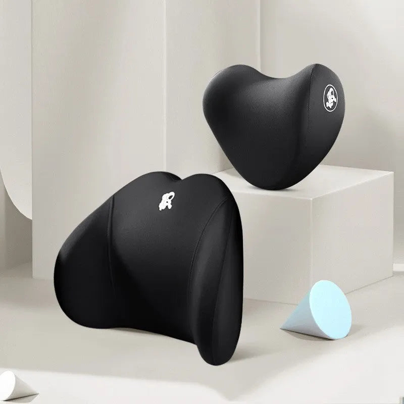 Heart-shaped car pillow set with headrest and lumbar support pillows in multiple colour options